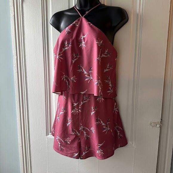 StyleStalker Birds of Paradise Pink Romper Fully Lined Size Small with Pockets - Picture 1 of 8